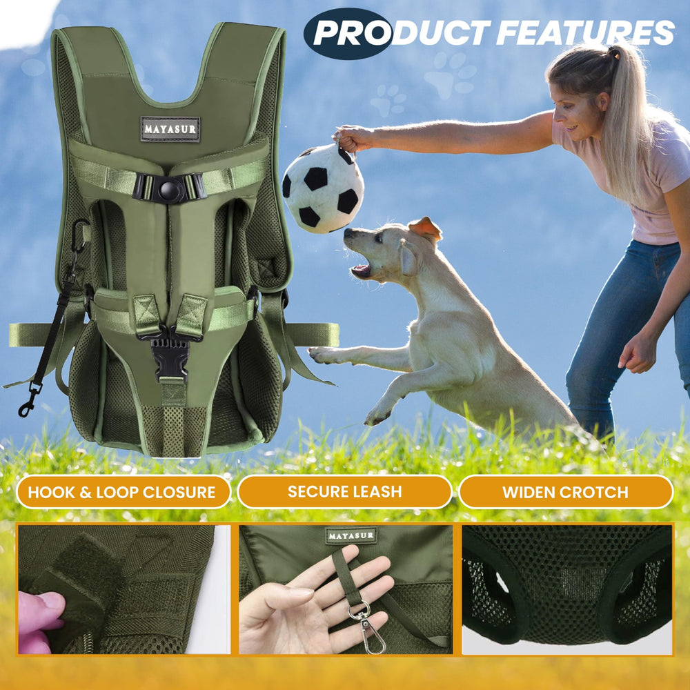 MAYASUR dog front carrier army-green large soft-padding emphasizes comfortable resting space