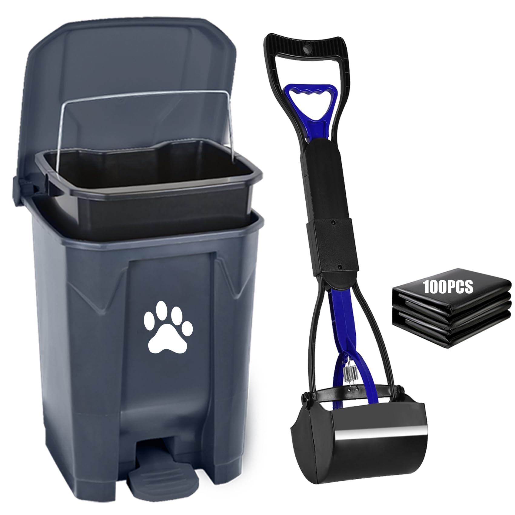 Mayayaday outdoor grey dog poop trash can with lid for odor control