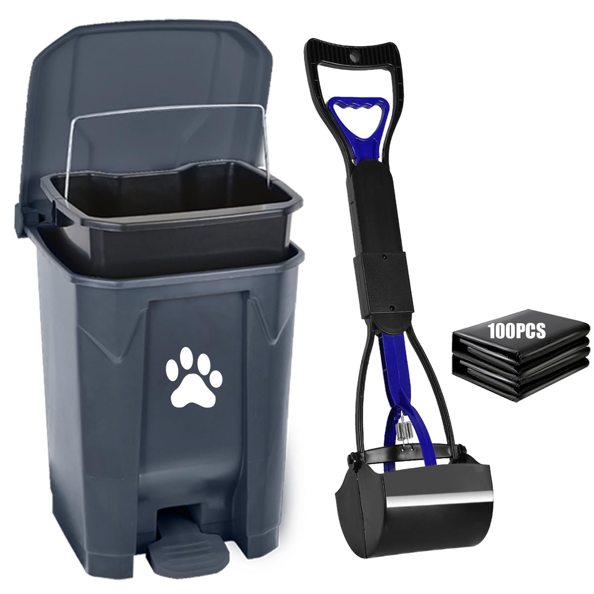 Mayayaday outdoor grey dog poop trash can with lid for odor control