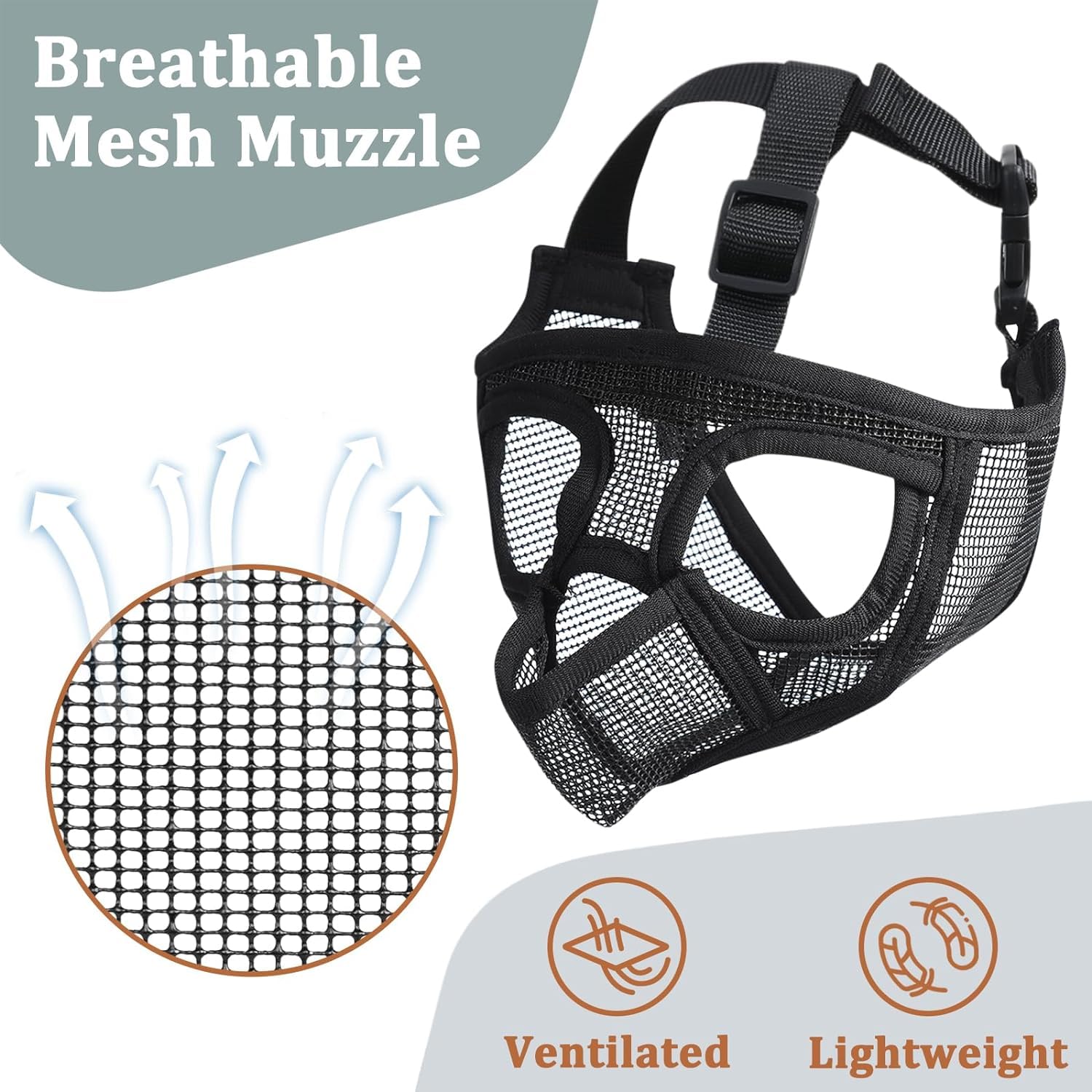 Mayerzon adjustable head strap secures muzzle for safe walks