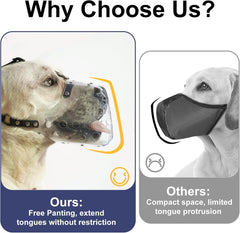 Mayerzon basket muzzle transparent cage aids communication during walks