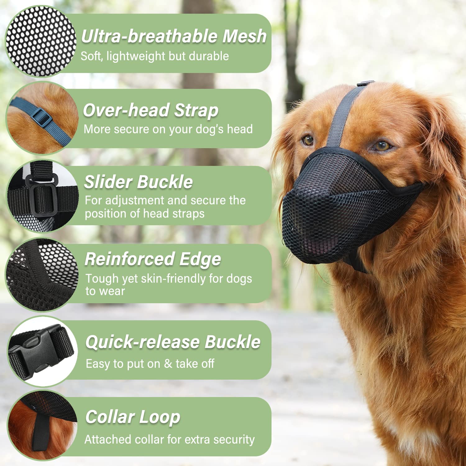 Mayerzon dog muzzle with foldable soft mesh for easy packing