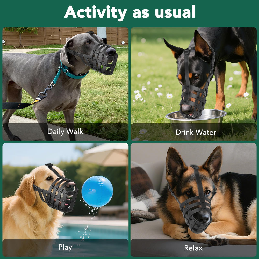Mayerzon muzzle in training scene shows anti-biting behavior management
