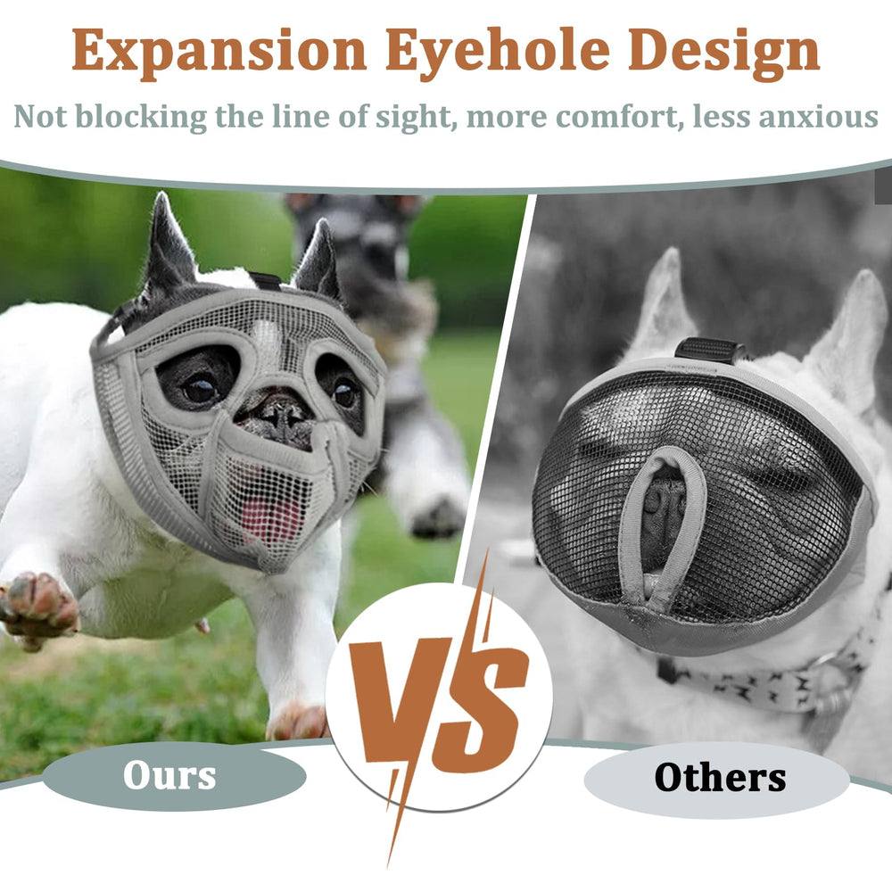 Mayerzon humane muzzle allows drinking and treats during grooming or vet visits