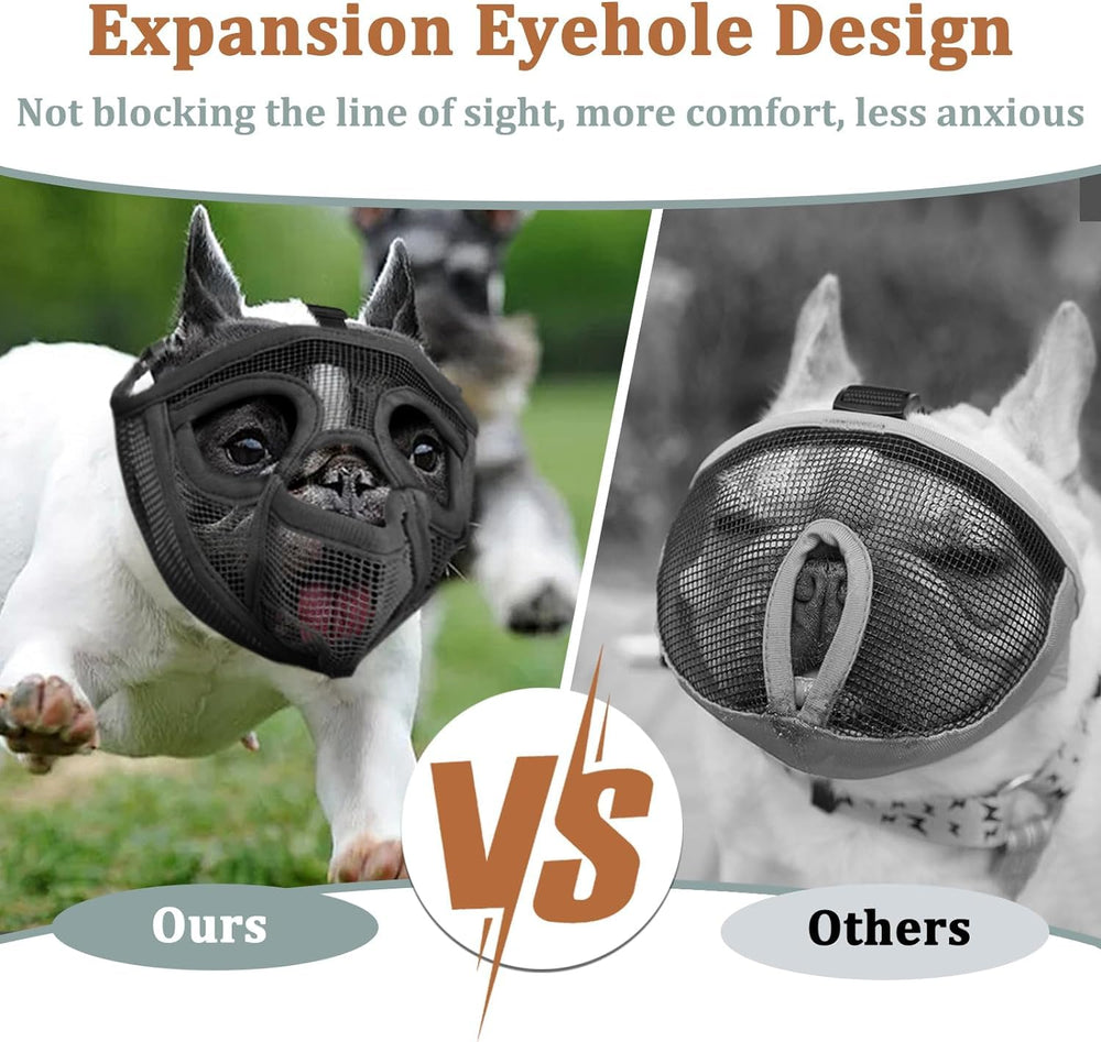 Mayerzon humane muzzle permits drinking and treats during vet visits or grooming