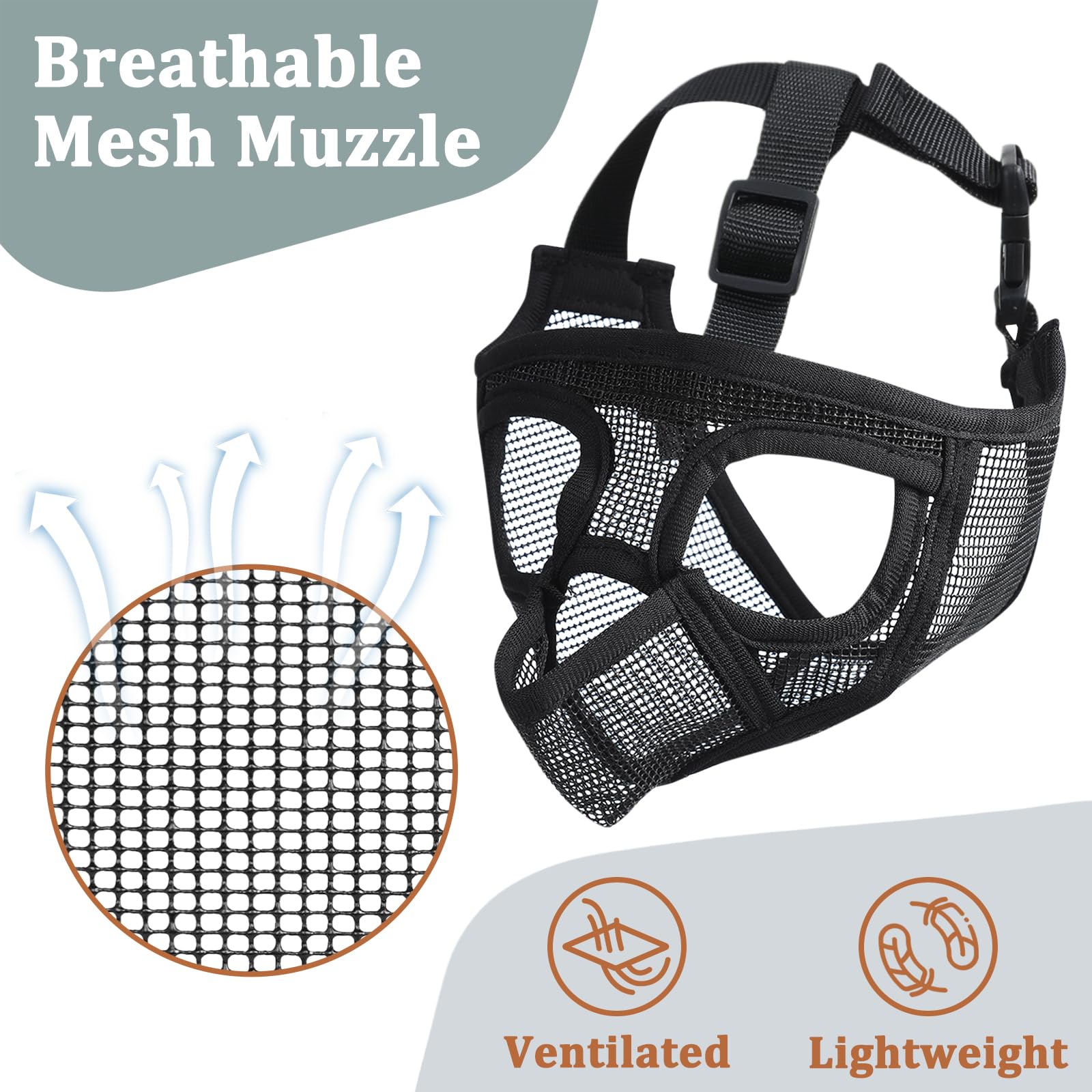 Mayerzon Humane Muzzle supports easy feeding and treats during grooming or vet visits.