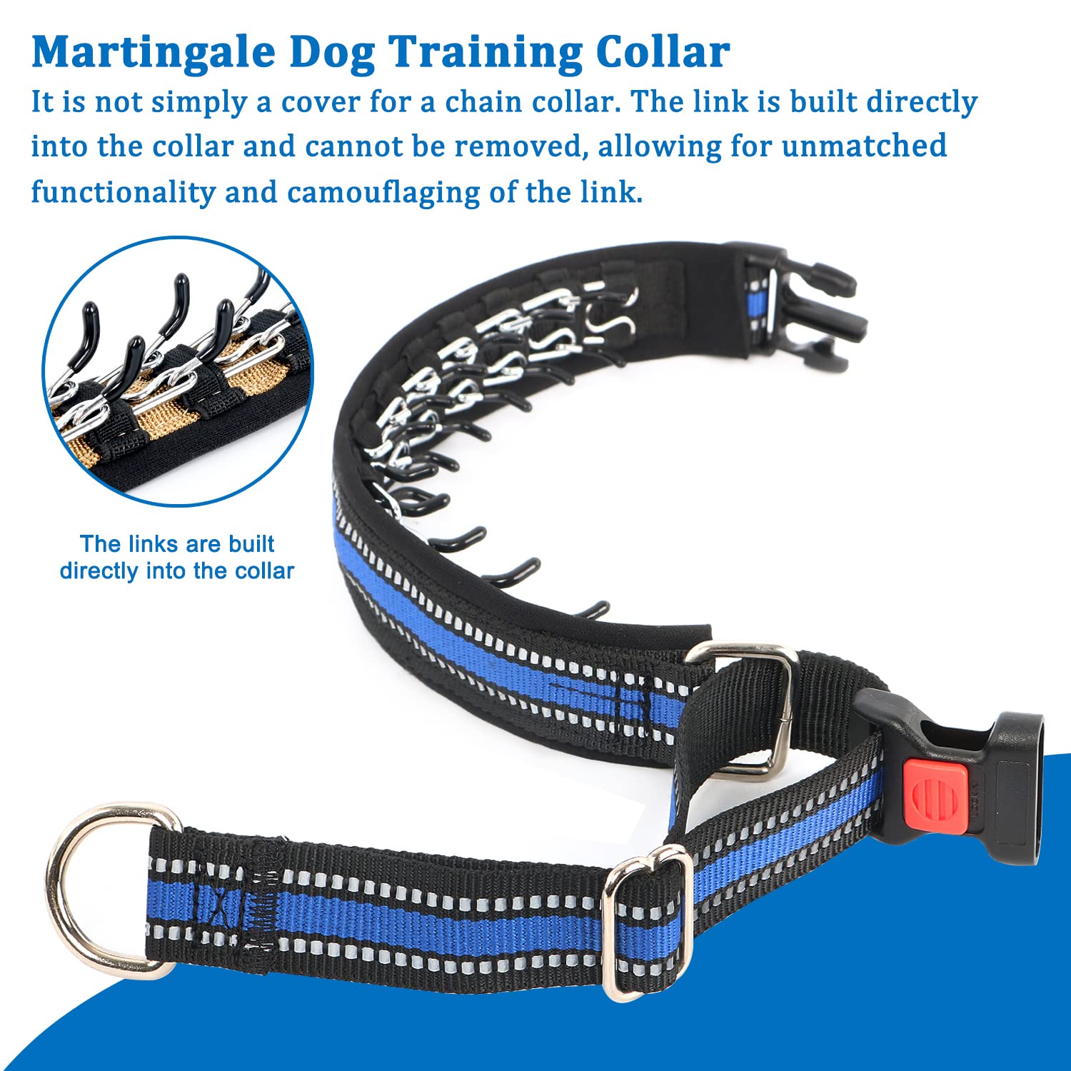 Mayerzon martingale-collar reflective strip at night enhances visibility during evening strolls