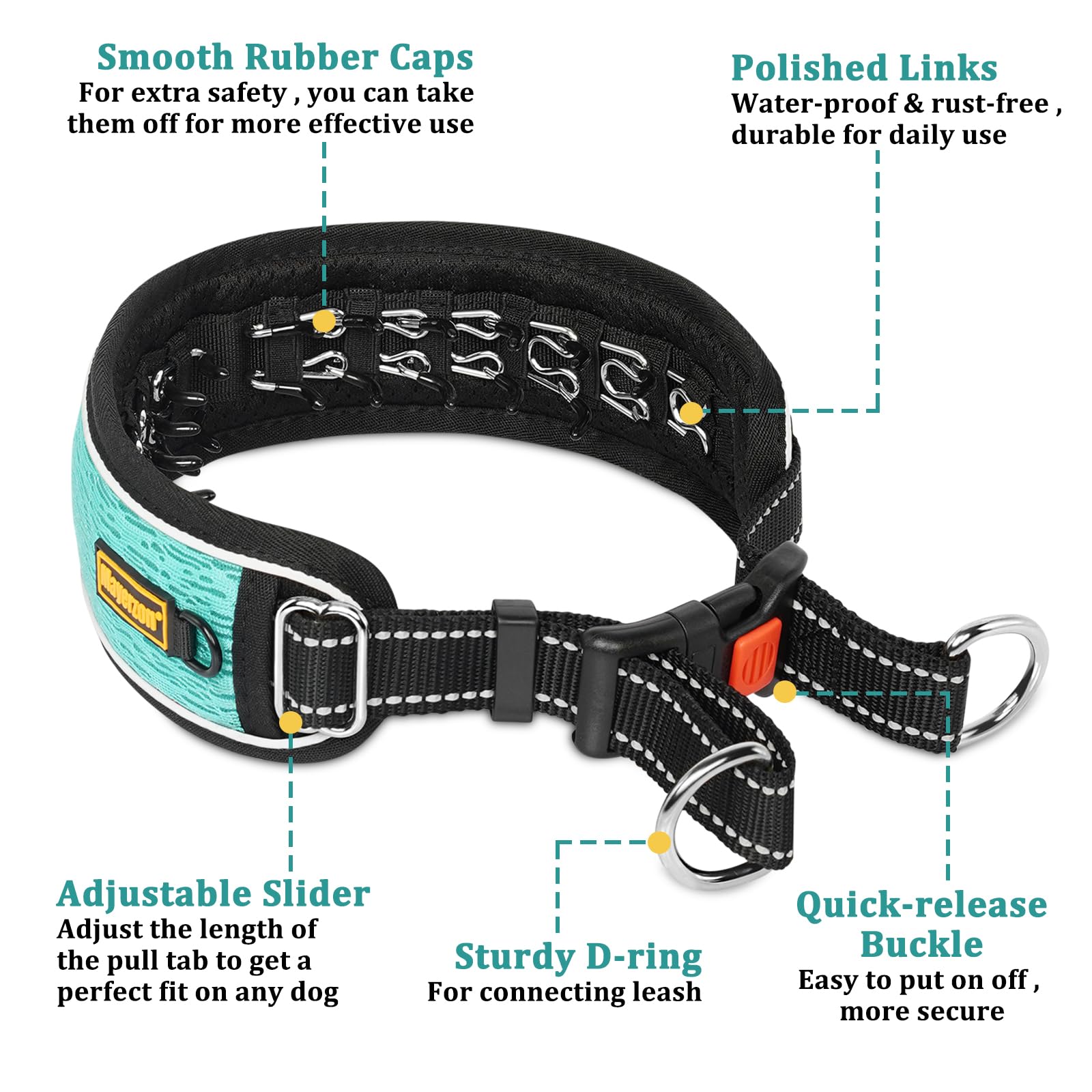 Mayerzon Martingale No Pull Collar buckle-detail shows robust hardware for daily use.