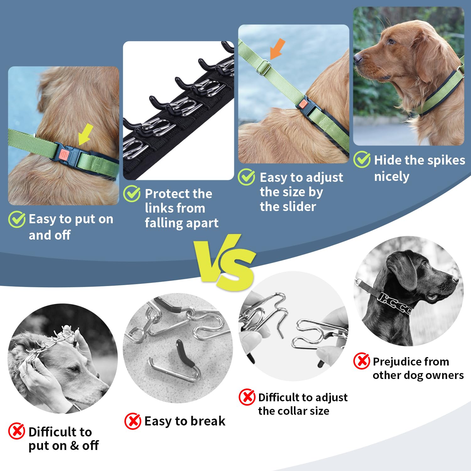 Mayerzon No Pull Collar measurement guide image explains proper sizing steps.