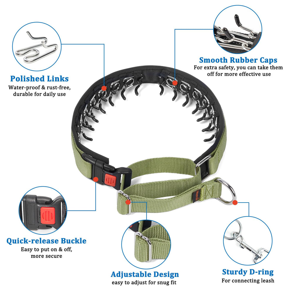 Mayerzon No Pull Collar nylon material close-up shows smooth links and durable construction.
