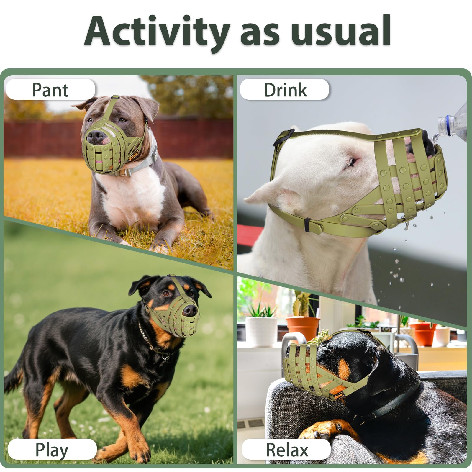 Mayerzon Pitbull Muzzle breathable basket design ensures panting and drinking during walks