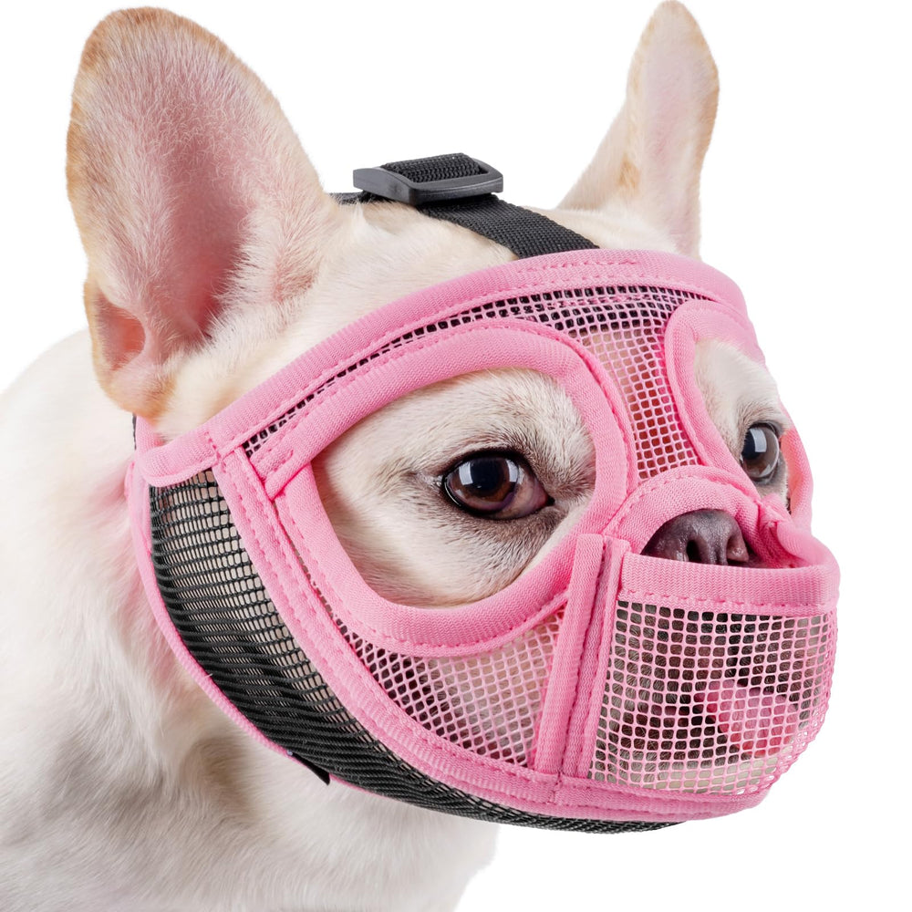 Mayerzon short snout muzzle with full pant design for safe outdoor walks and panting.