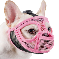 Mayerzon short snout muzzle with full pant design for safe outdoor walks and panting.