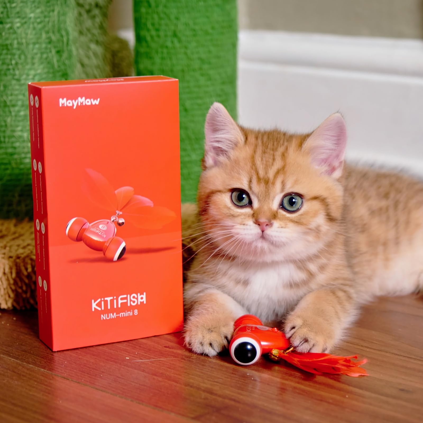 MayMaw KiTiFISH motion activated toy captures a cat's attention for active fun.