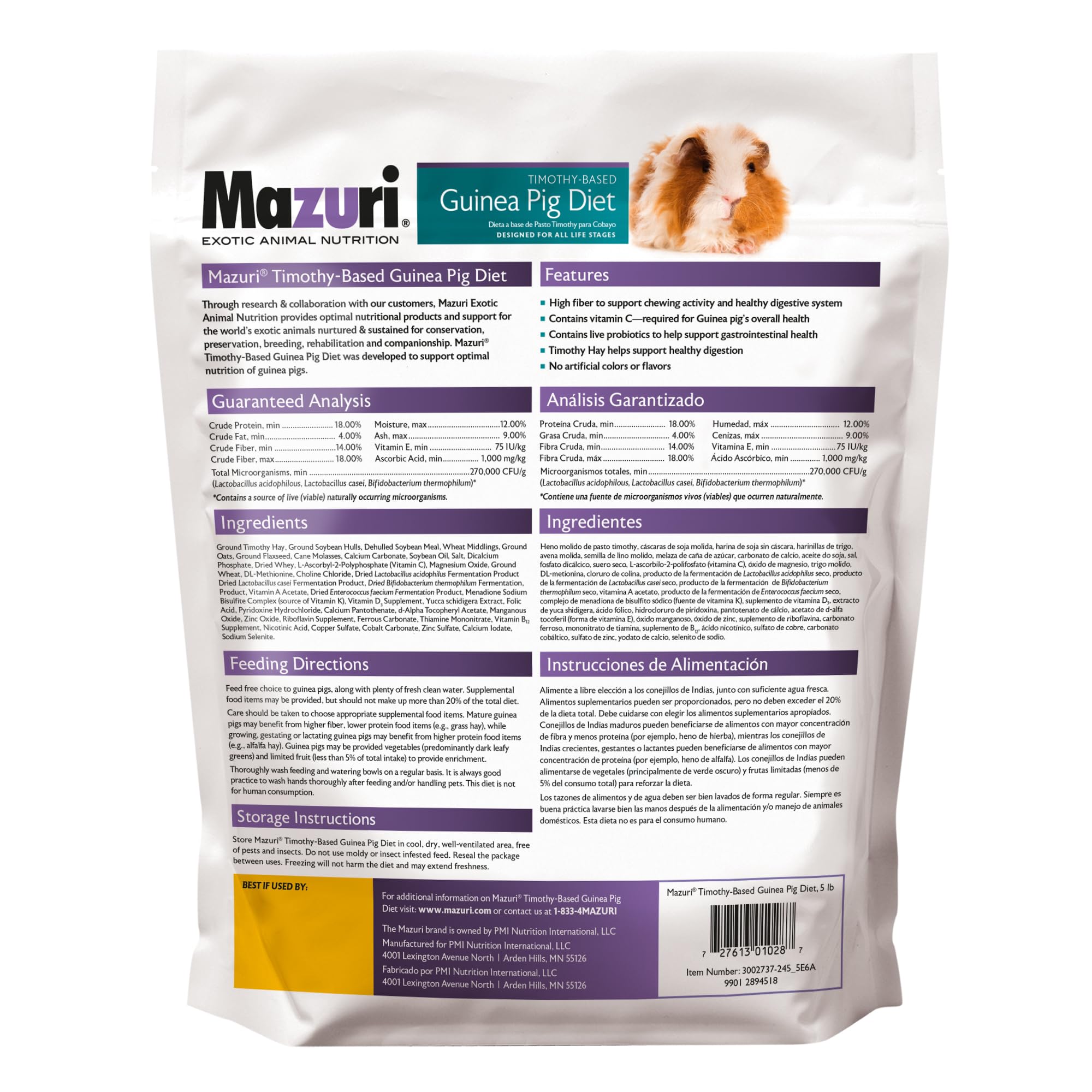 Mazuri, primer plano de heno Timothy, fibra para la masticación diaria