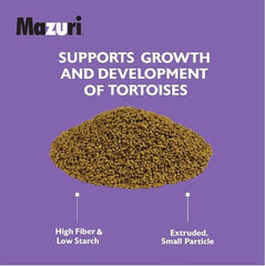 Mazuri Juvenile Tortoise Food packaging label emphasizes vitamins A and E.