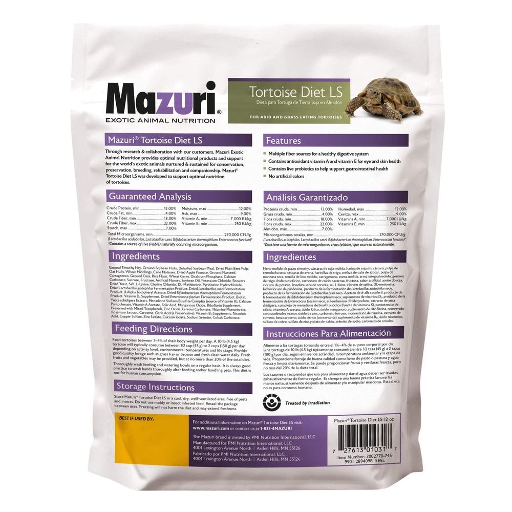 Mazuri Low Starch Tortoise Diet serving bowl prepared for balanced grazing.