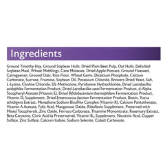 Mazuri Low Starch Tortoise Diet vitamin label shows A and E.