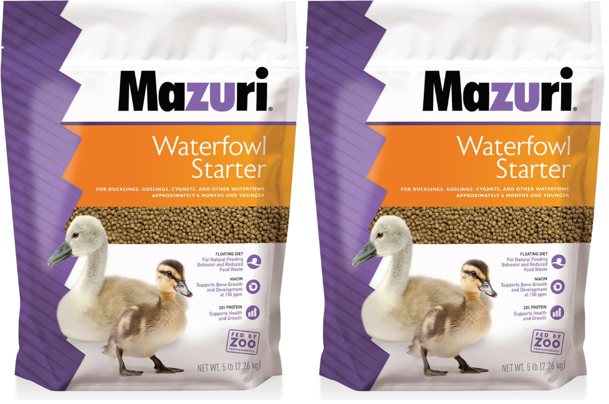 Mazuri Waterfowl Starter Food pack for baby ducks and geese supports growth and vitality.