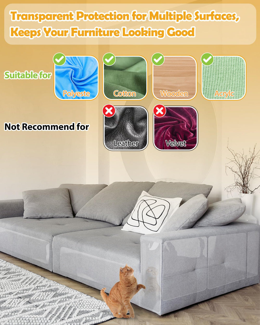 Mazzen cat-scratch-protector-universal-furniture-protection guards multiple seating areas.
