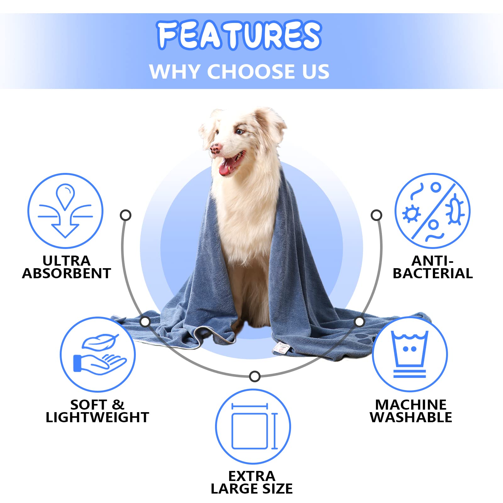 MBKET toalla multiuso para mascotas, ideal durante viaje o grooming.