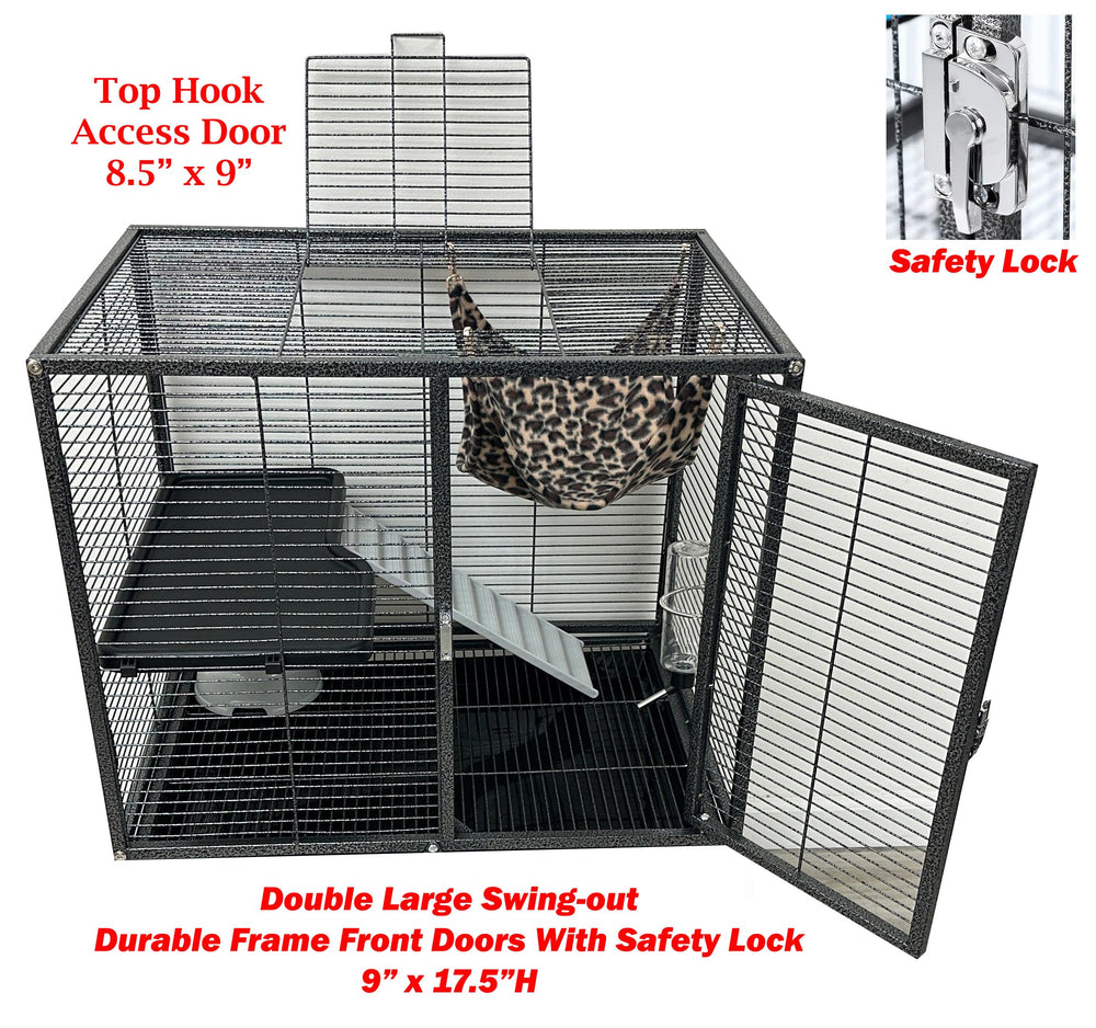 Mcage Deluxe Double Unit hammock provides cozy lounging during playtime.