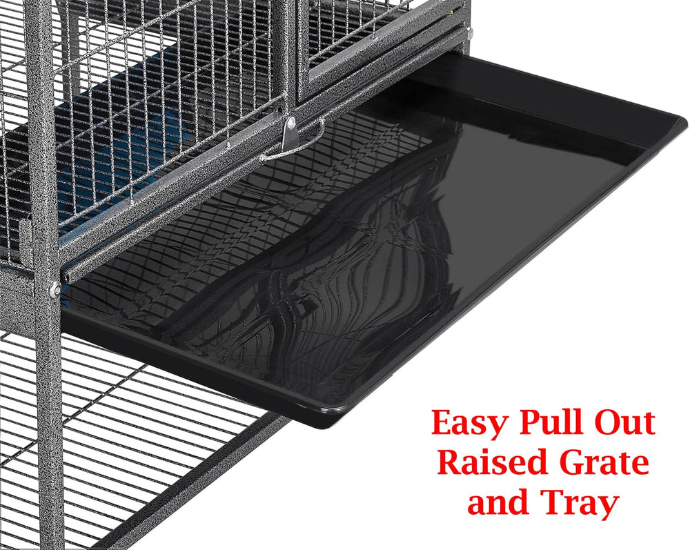 Mcage easy to clean pull out platforms and bottom tray design
