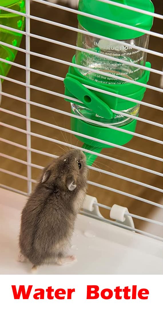 Mcage hamster palace includes food bowl and water bottle for convenient setup.