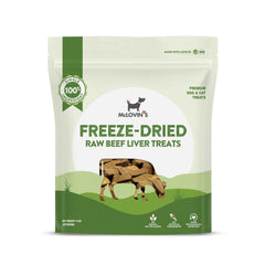 McLovin's Pet Food freeze-dried beef liver treats 14oz packaging for bulk training rewards.