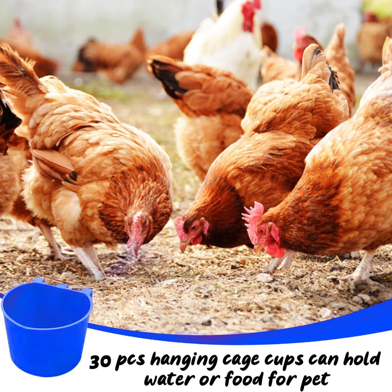 MdakeGo blue cage cup drinking waterer reduces spills and waste