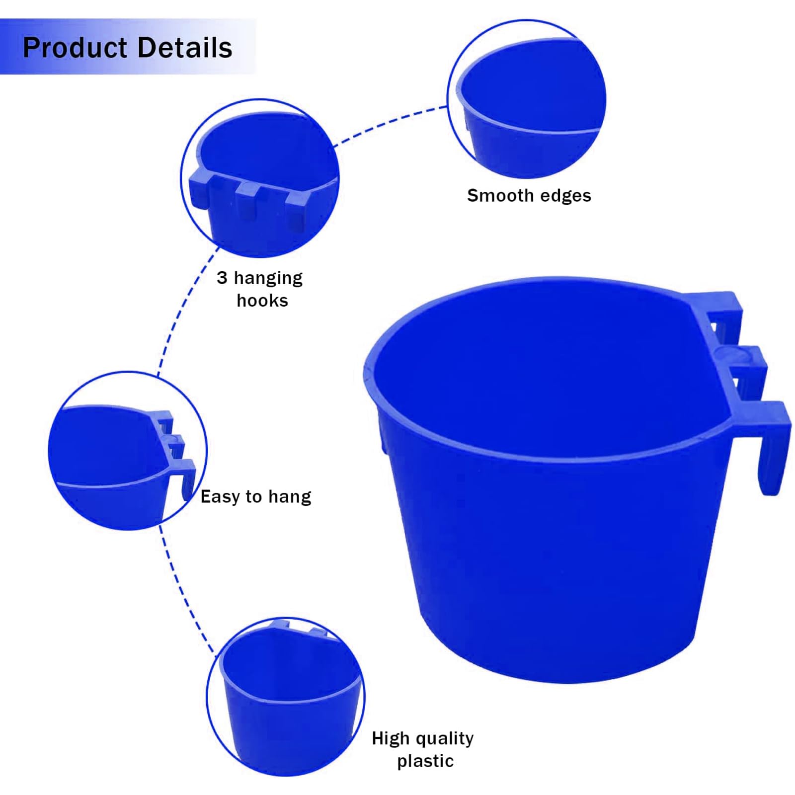 MdakeGo blue cage cup hanging on wire cage for secure feeding