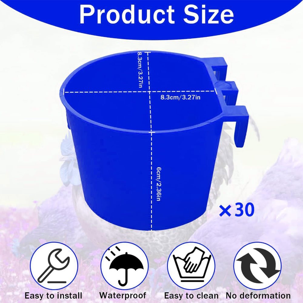 MdakeGo chicken coop feeder blue cup group set for multiple birds