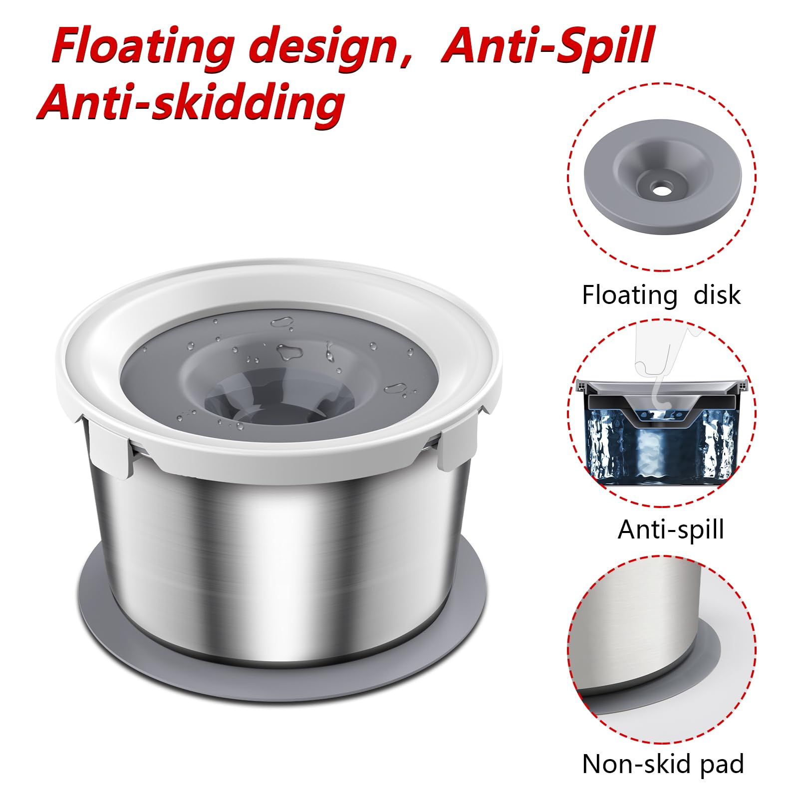 Mdupw water bowl with floating disk demonstrates controlled, slower drinking.