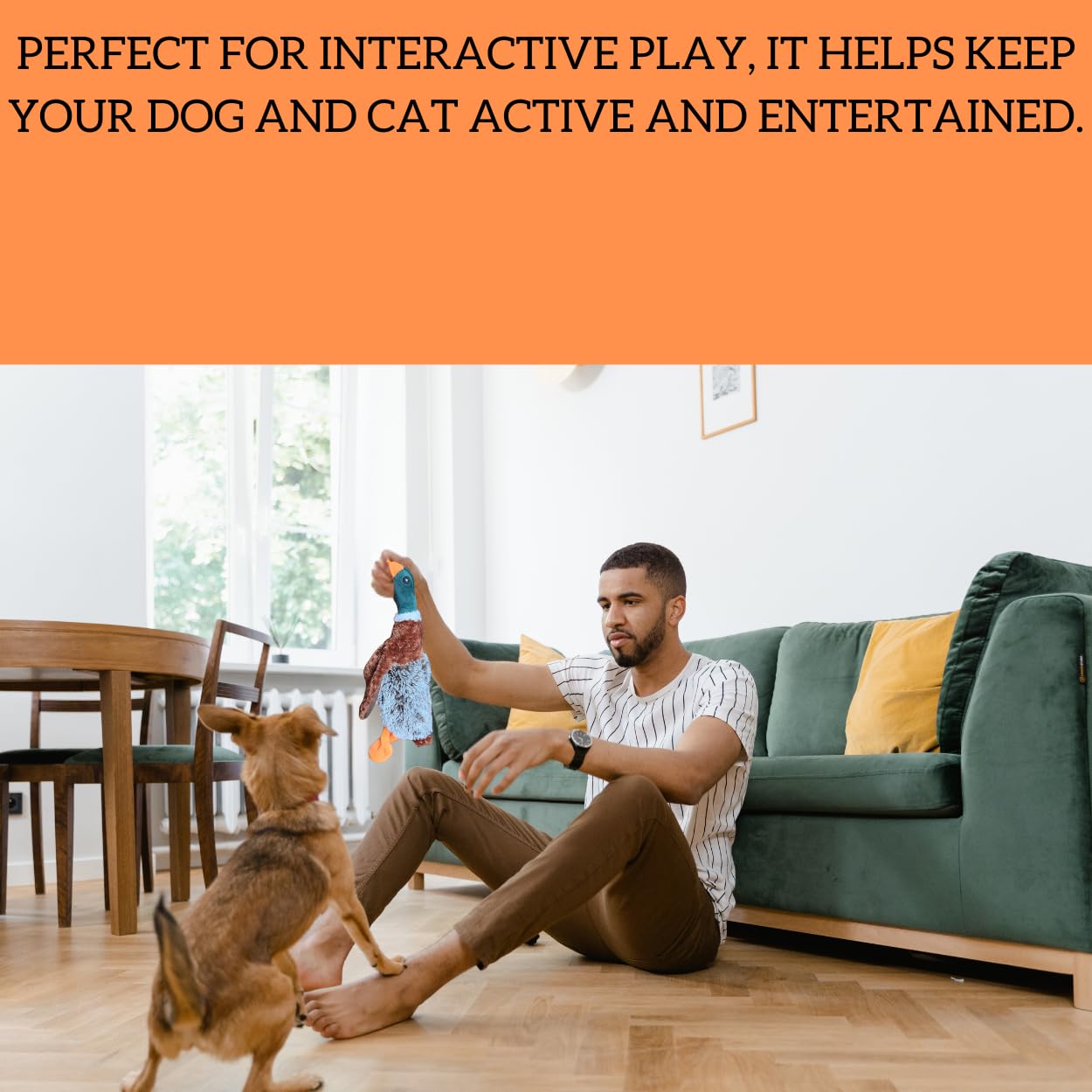 ME GUSTA SHOP floppy-wings duck toy adds realistic look for pretend-flighting games.