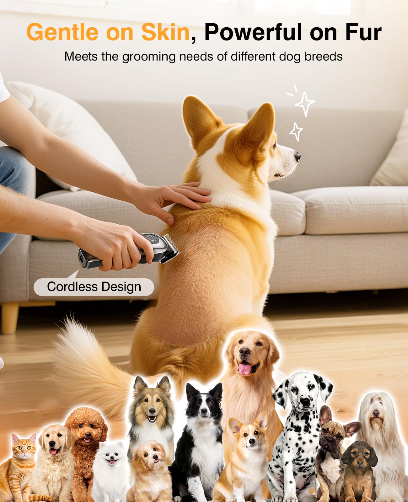 Mearens low-noise operation for calmer grooming sessions