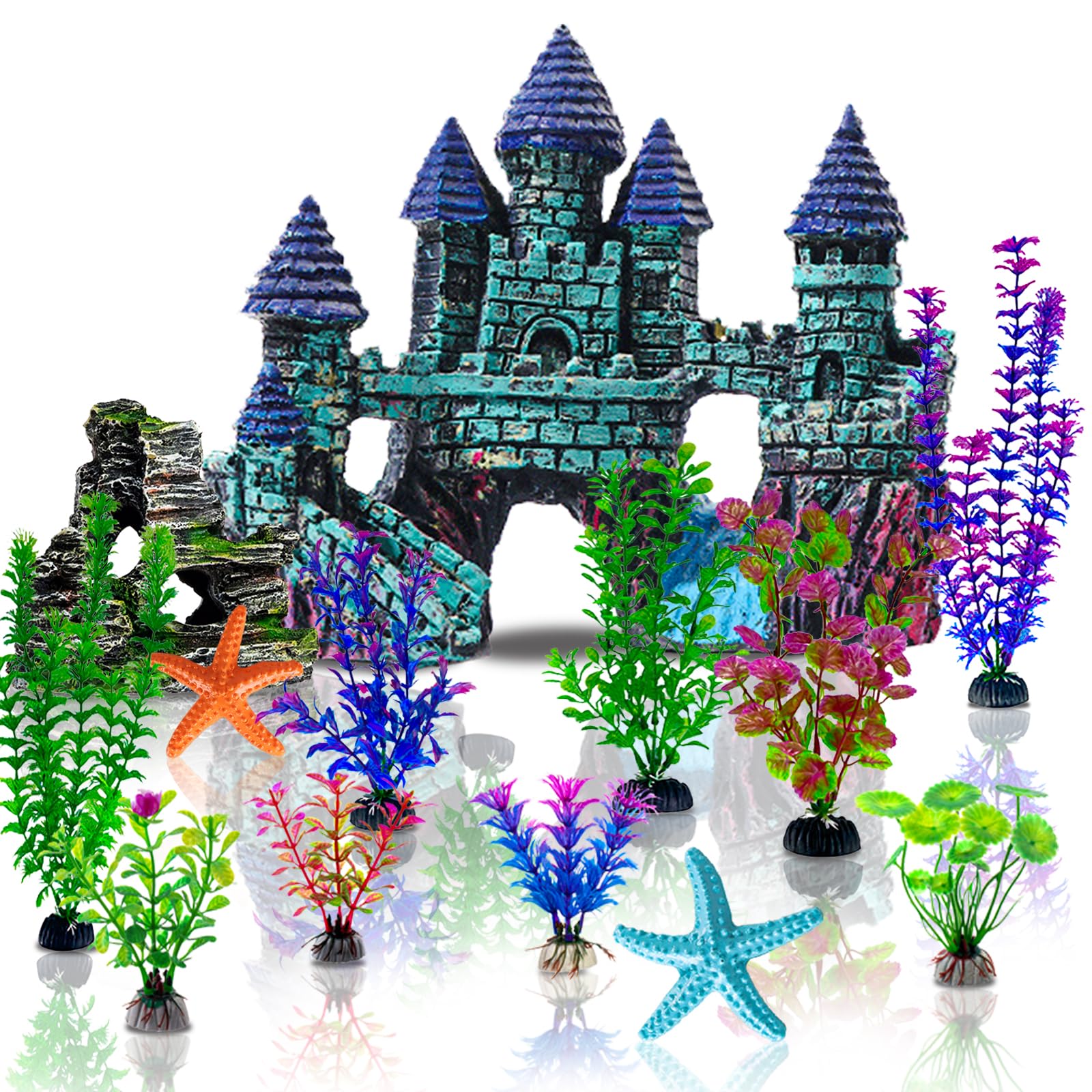 Mechpia castillo decorativo para acuario crea refugio y color