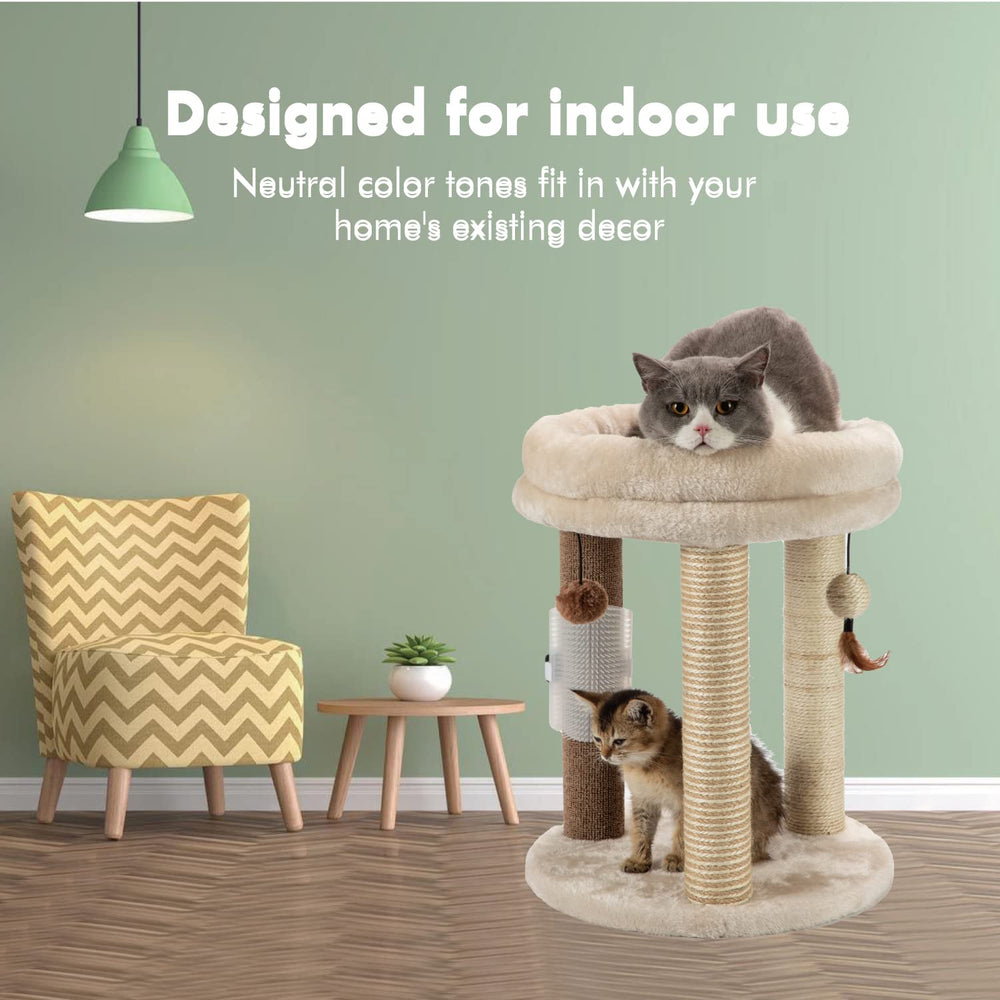 MECOOL 4in1 cat tree—sisal, jute, and carpet posts for varied textures.