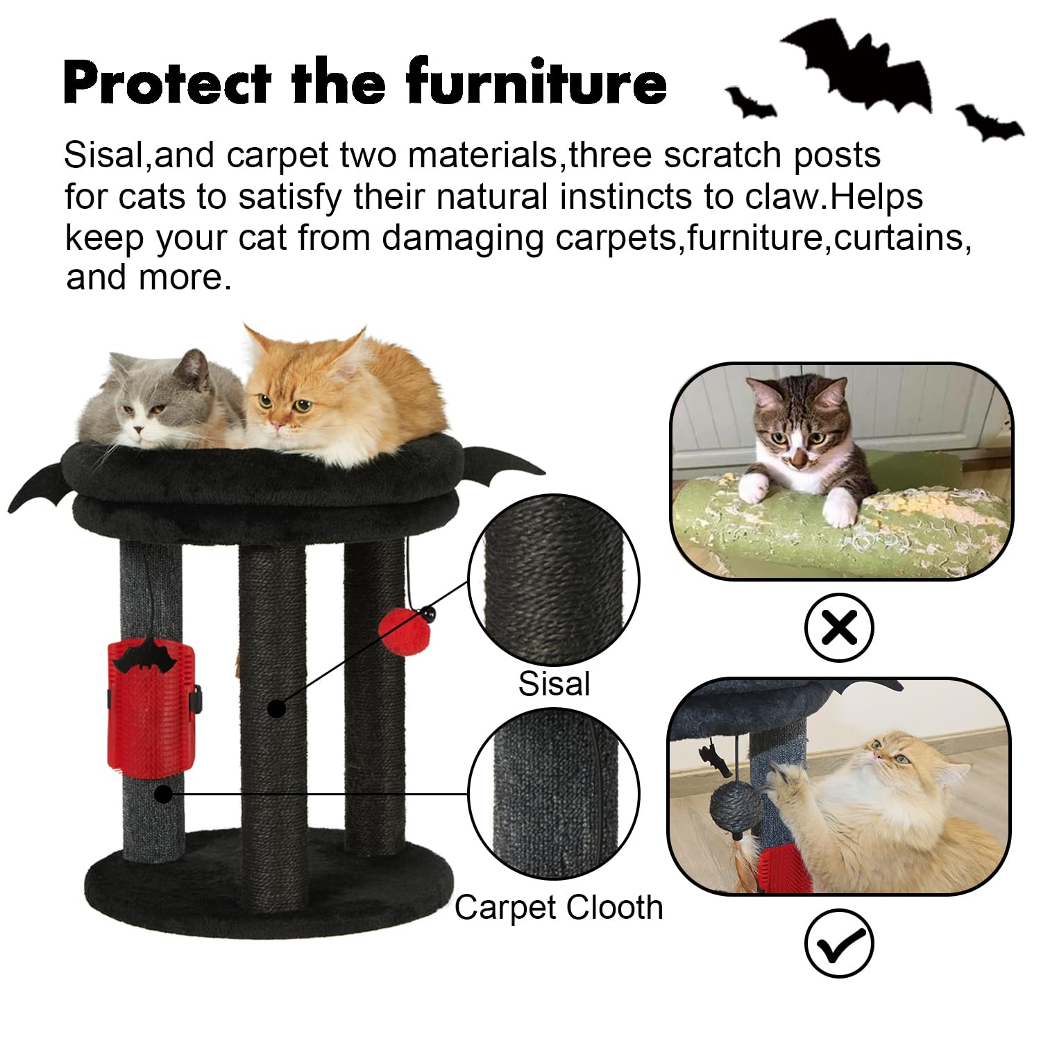 MECOOL 4in1 cat tree posts-jute durable scratching with a soft texture