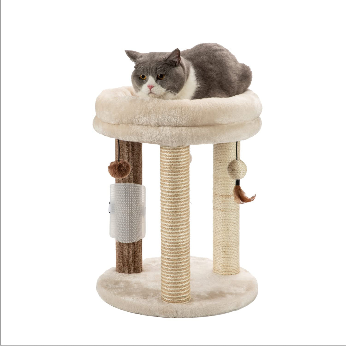 MECOOL 4in1 cat tree scratching post—claw-friendly texture for daily play and furniture protection.