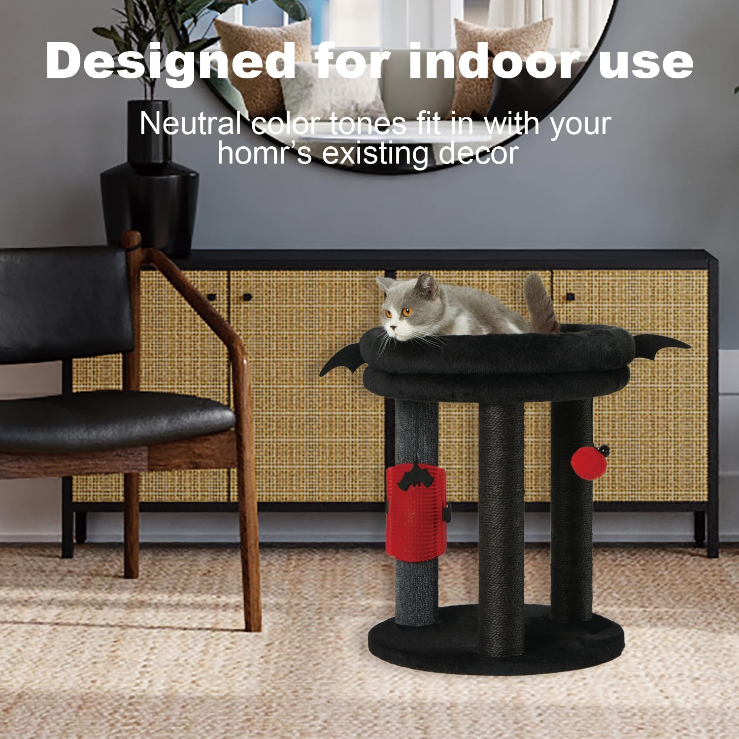 MECOOL 4in1 cat tree toys-hanging-balls invites playful swats and activity