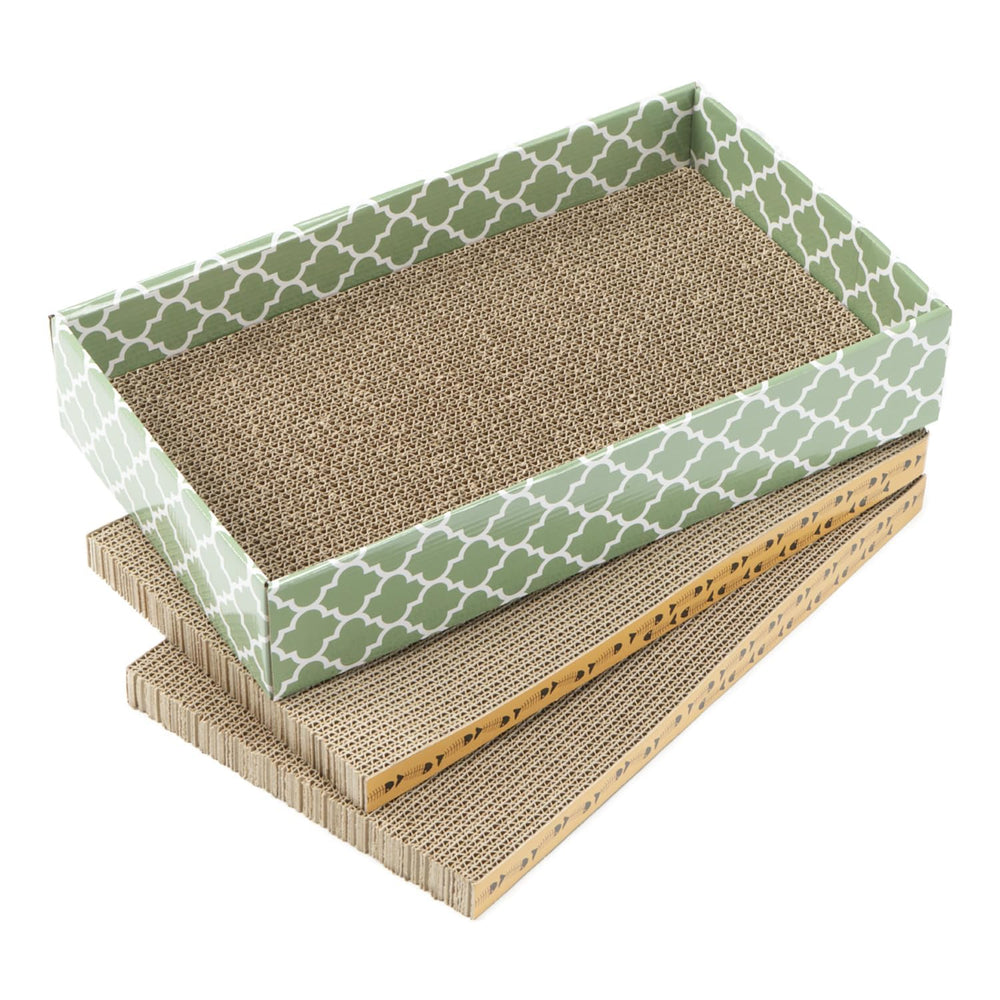 MECOOL cat scratching board packaging dimensions emphasize eco friendly materials