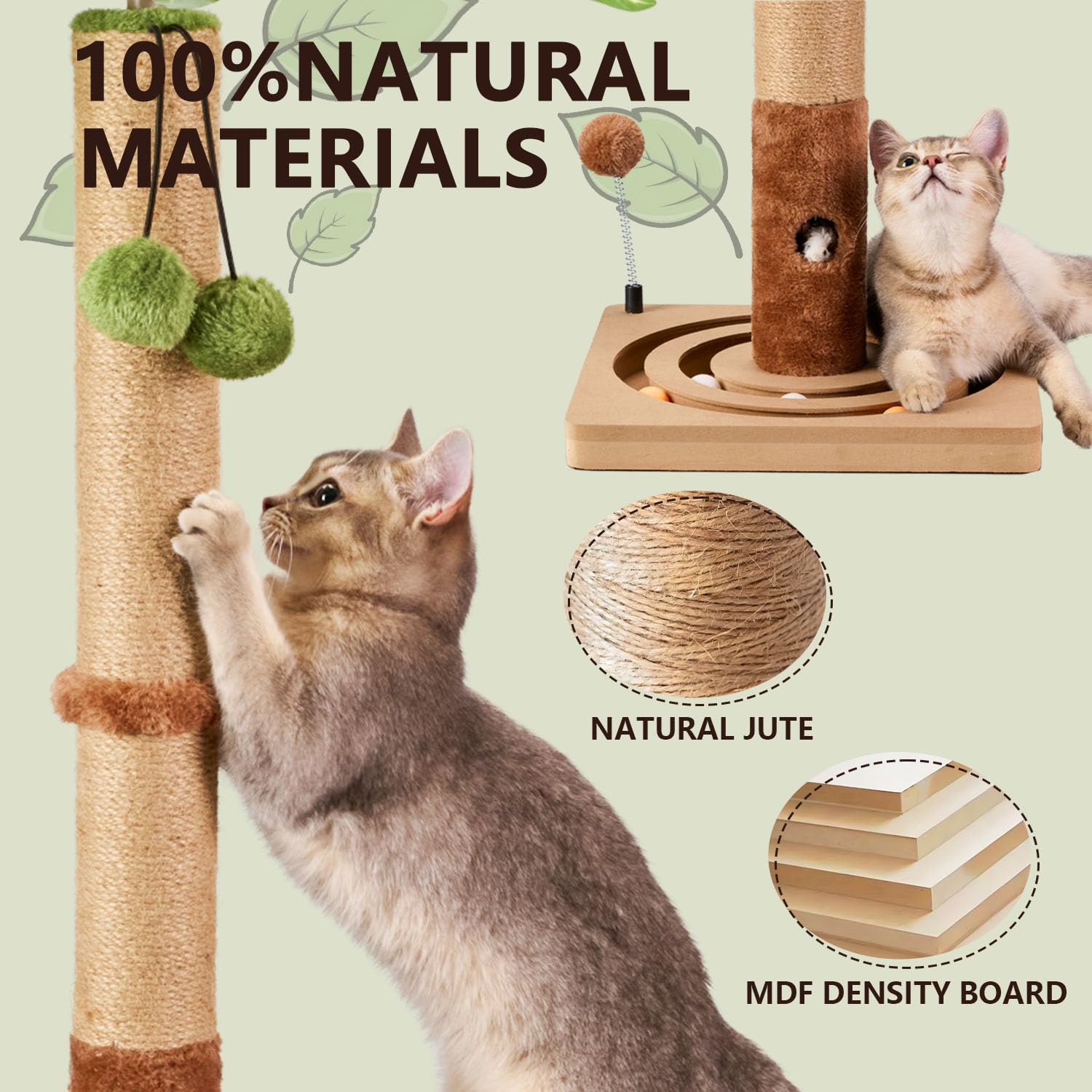 MECOOL cat scratching post ball-track invites playful swats and paws-on fun.