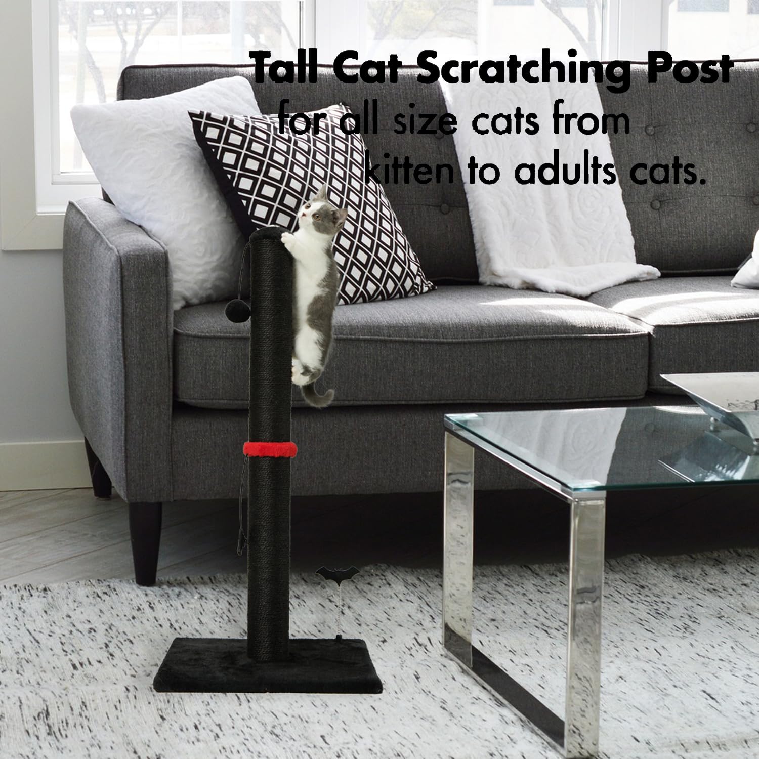 MECOOL cat scratching post weighted-base keeps the unit steady during play