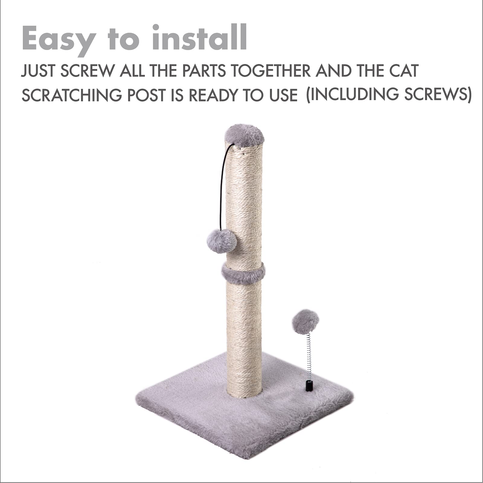 MECOOL cat scratching post in gray blends with indoor decor and protects furniture.