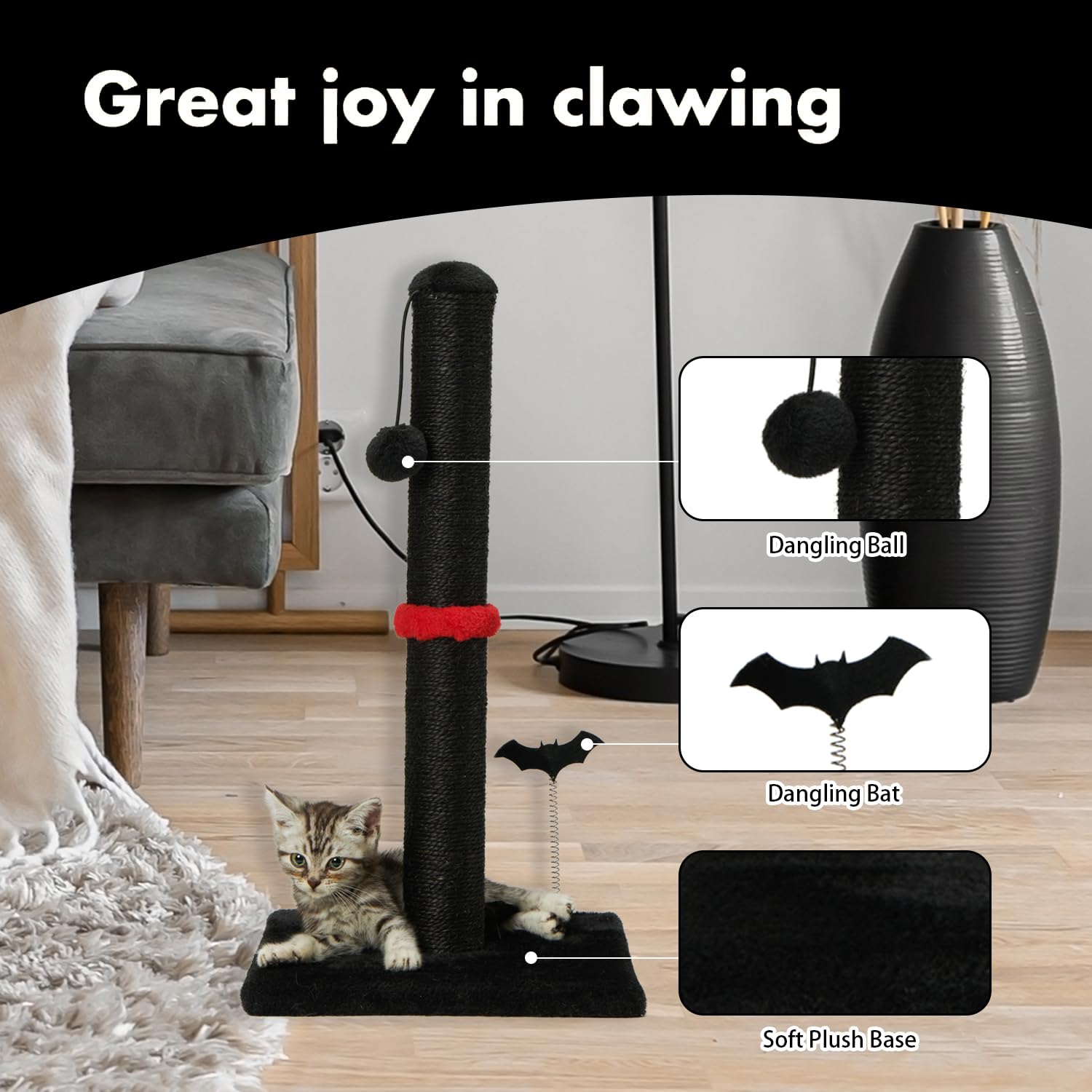 MECOOL cat scratching post hanging ball action—engaging play