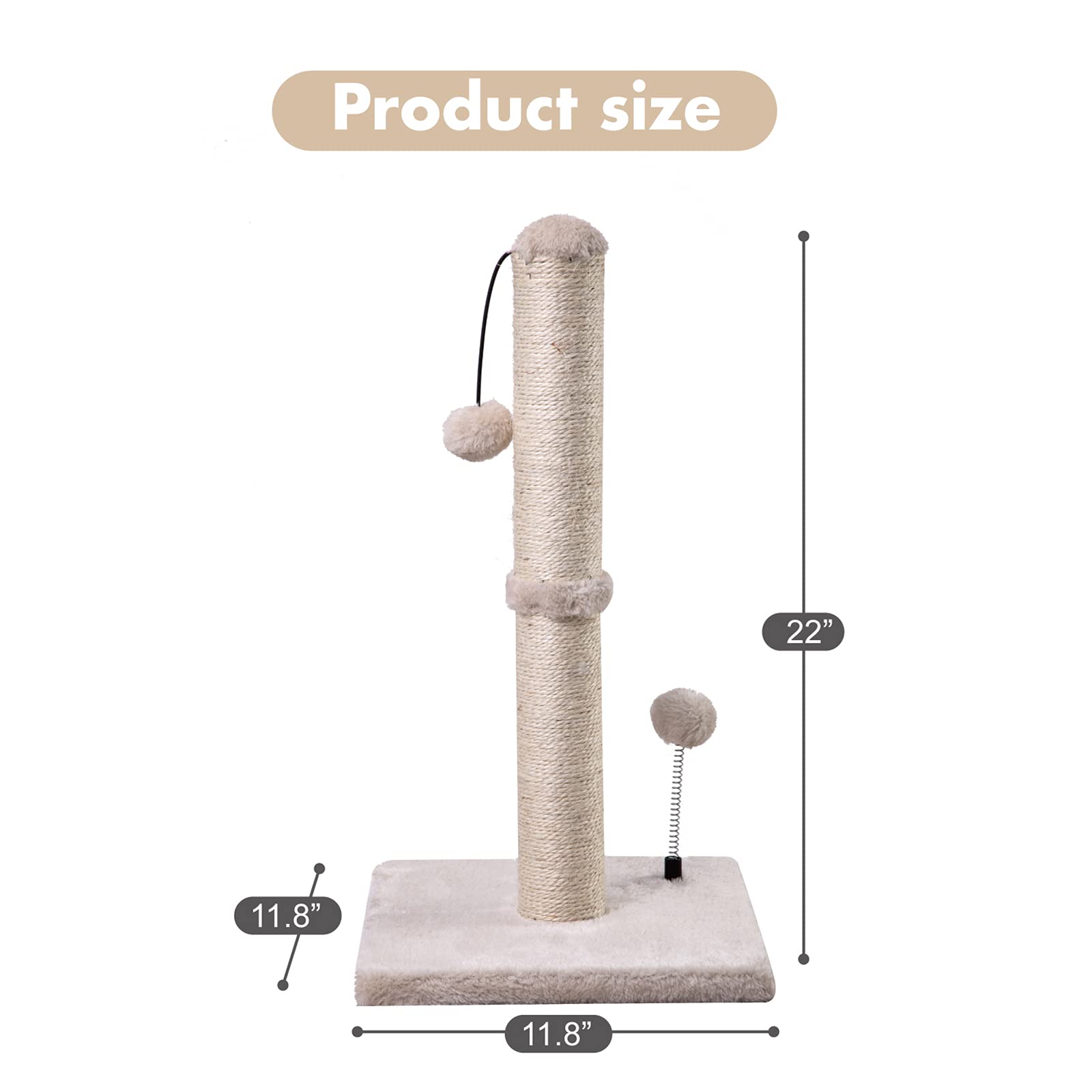 MECOOL cat scratching post hanging ball toy offers interactive play and chasing fun.