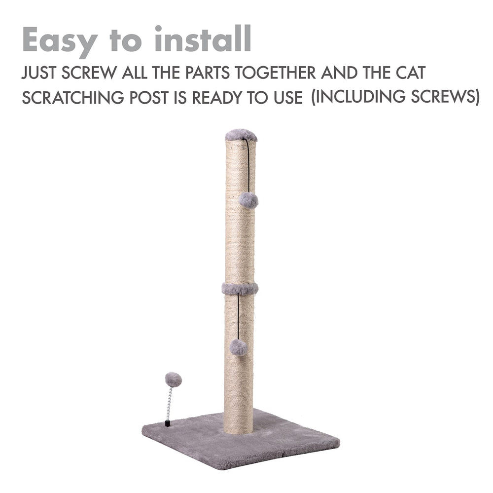 MECOOL 34-inch cat scratching post easy to assemble with included tools.