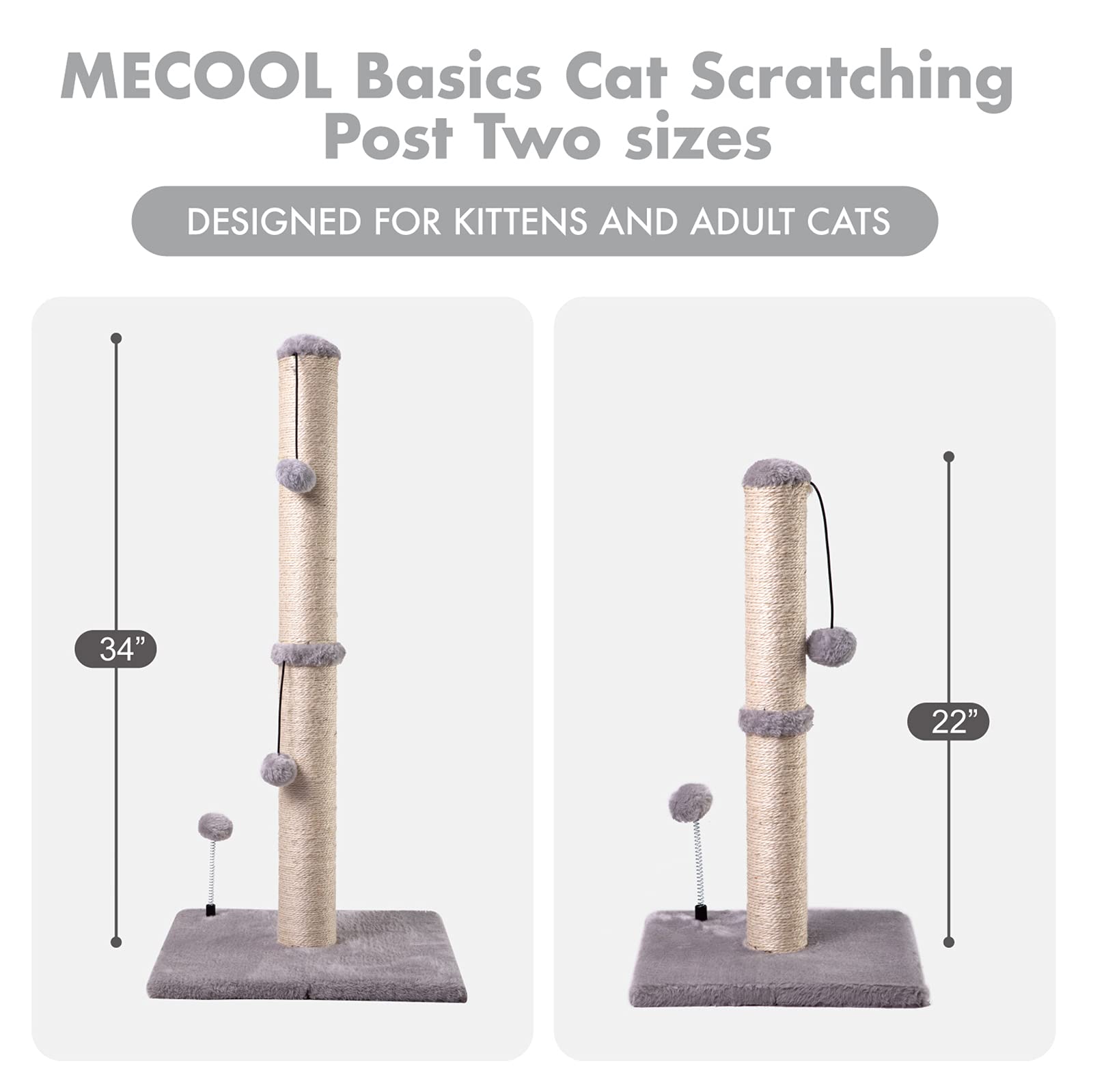 MECOOL cat scratching post placed near bed or window fits living spaces.