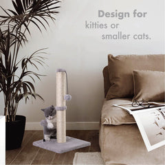MECOOL cat scratching post with sisal rope provides natural clawing surface and play.