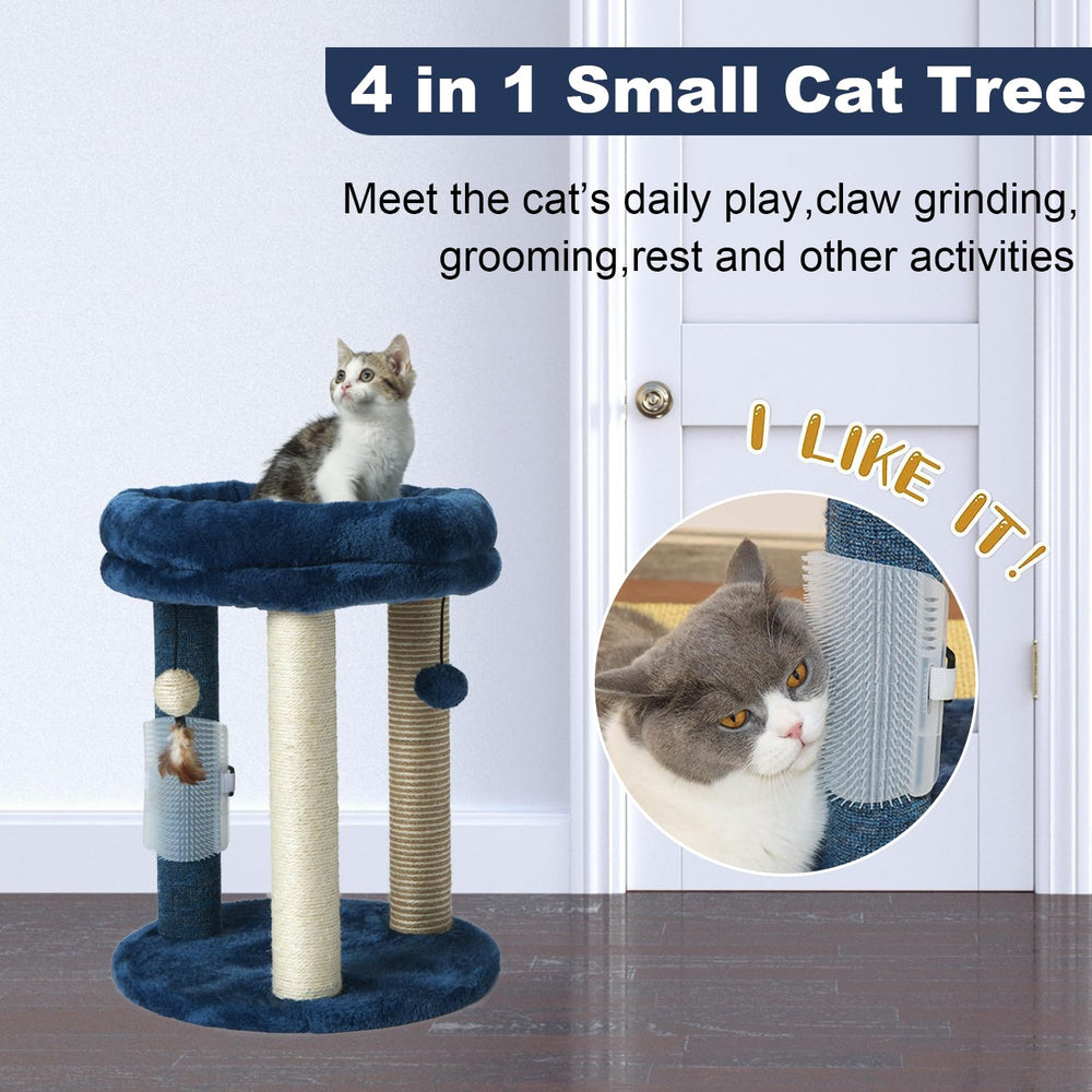 MECOOL cat scratching post tree pillars showing three scratching surfaces
